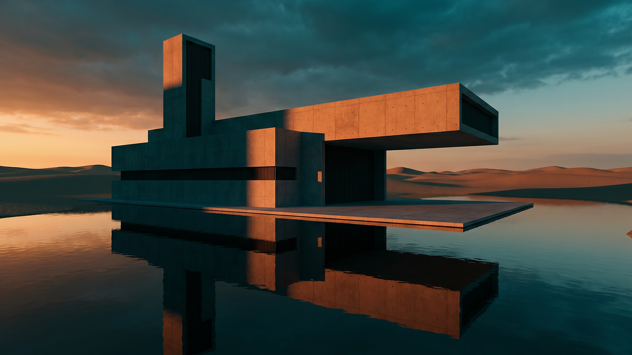 Minimal concrete architecture in the desert