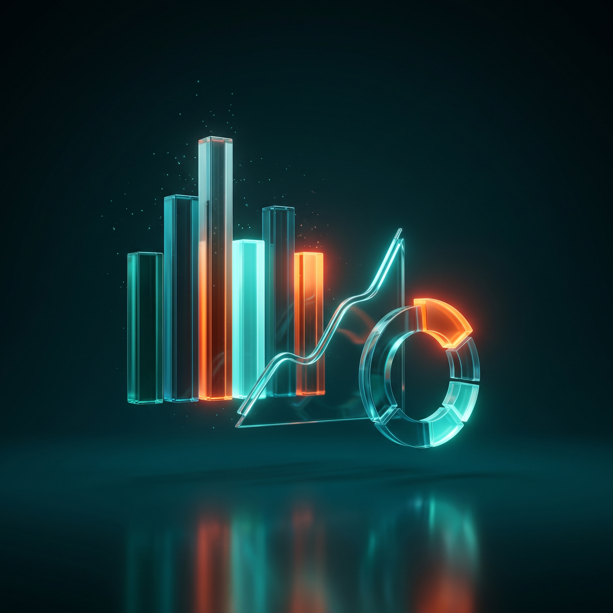 Bar chart and gauge rendered in teal and amber
