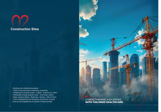 Al Waseet magazine spread: Construction Sites, strengthening industries with tailored healthcare