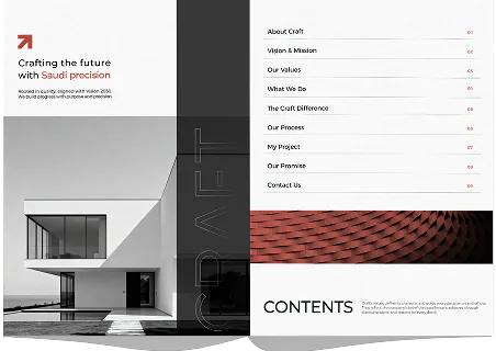 Profile spread: Crafting the future with Saudi precision, facing the contents page