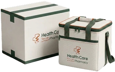 A branded insulated delivery box and cooler bag