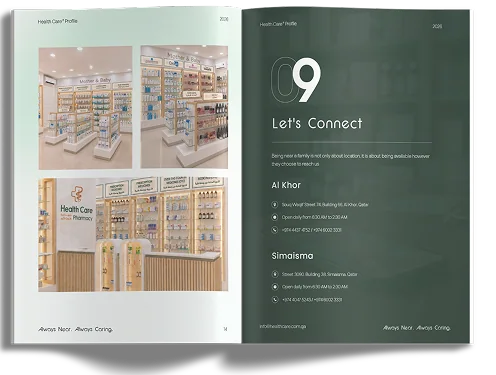 Profile spread: a branch interior facing 09 Let's Connect, with the Al Khor and Simaisma branches