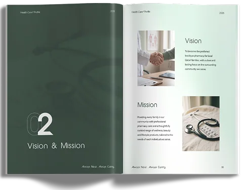 Profile spread: 02 Vision & Mission