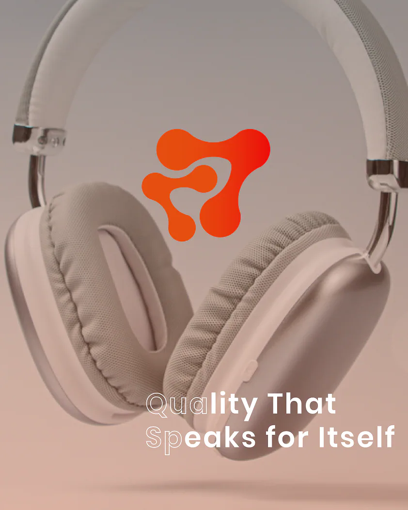 The Howat Al Tamyoz mark over a pair of blush headphones, Quality That Speaks for Itself