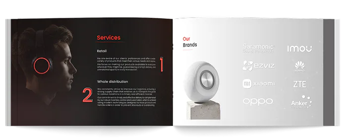 Profile spread: Services (retail and wholesale distribution) facing Our Brands