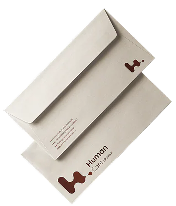 Two Human Care branded envelopes