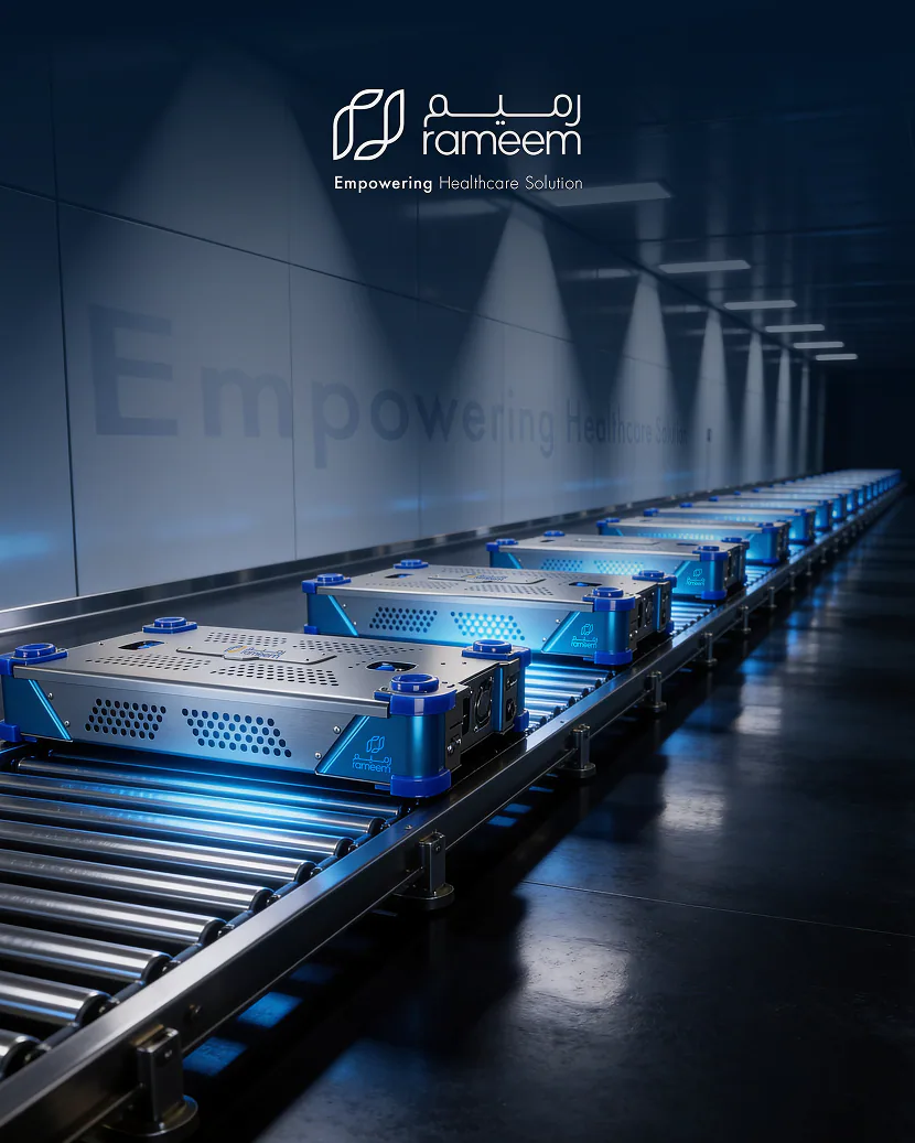 Implant sets on a production line under the rameem mark, Empowering Healthcare Solution