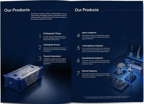 Profile spread: Our Products, the seven implant and instrument lines