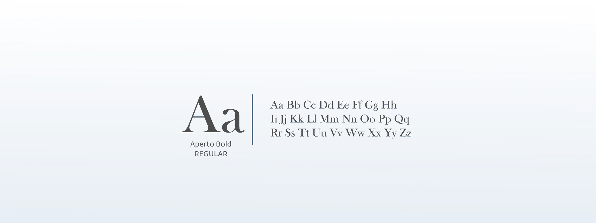 The Aperto Bold type specimen: Aa beside the full Latin alphabet
