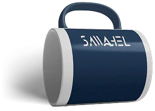 A navy Sawahel mug