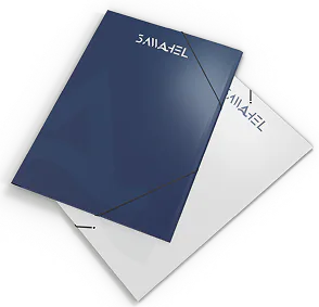 Navy and white Sawahel document folders