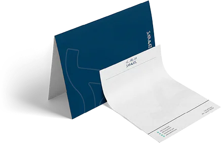A Sawahel presentation folder holding a printed letterhead