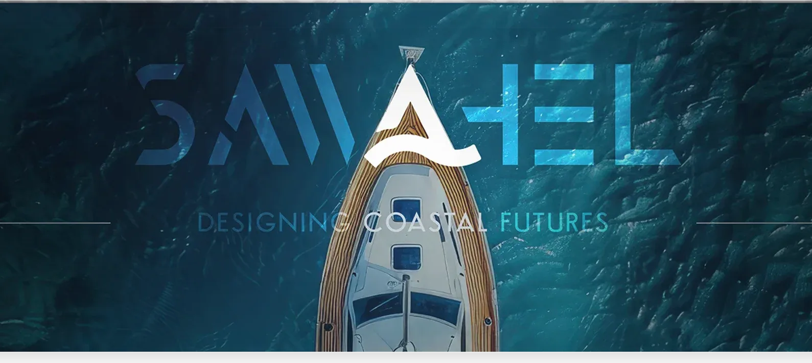 Sawahel: the wordmark over a boat seen from above